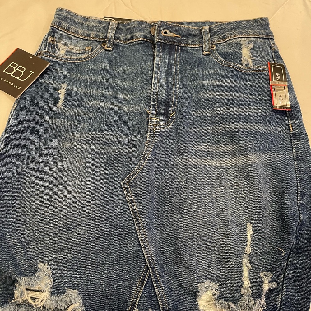 New with Tags Jean Distressed High Rise Mini Skirt Size Medium
